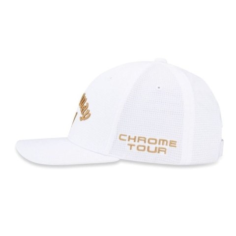 Callaway, Czapka golfowa Tour Performance Pro, (biało-złota, logo Chrome Tour, Elyte)