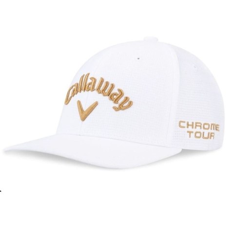Callaway, Czapka golfowa Tour Performance Pro, (biało-złota, logo Chrome Tour, Elyte)