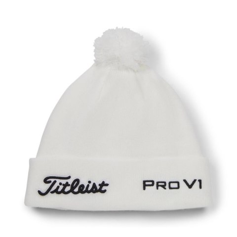 Titleist, czapka golfowa zimowa, Tour PomPom (biało-czarna) typ beanie