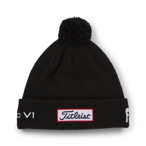 Titleist, czapka golfowa zimowa Tour PomPom beanie (czarno-biała) typ beanie Titleist, czapka golfowa zimowa Tour PomPom beanie (czarno-biała) typ beanie