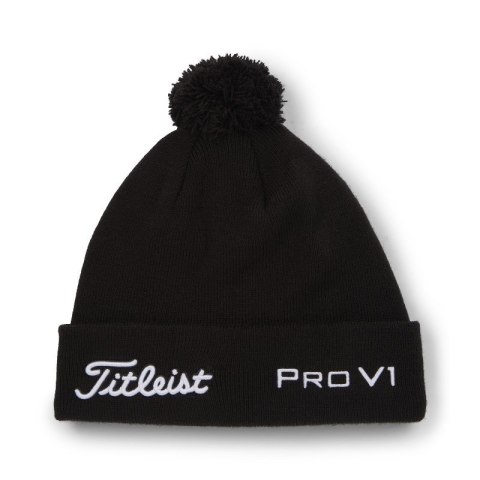 Titleist, czapka golfowa zimowa Tour PomPom beanie (czarno-biała) typ beanie Titleist, czapka golfowa zimowa Tour PomPom beanie (czarno-biała) typ beanie