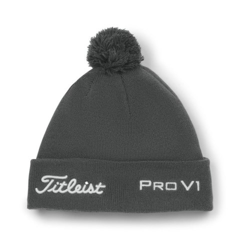 Czapka golfowa Titleist Tour PomPom beanie (zimowa, szaro-biała) typ beanie Czapka golfowa Titleist Tour PomPom beanie (zimowa, szaro-biała) typ beanie