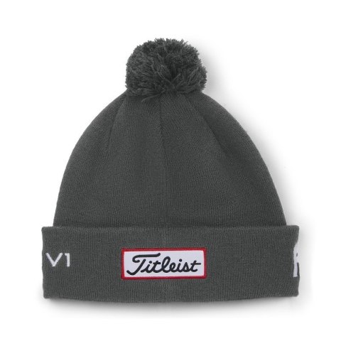 Czapka golfowa Titleist Tour PomPom beanie (zimowa, szaro-biała) typ beanie Czapka golfowa Titleist Tour PomPom beanie (zimowa, szaro-biała) typ beanie