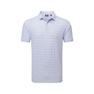 FootJoy, koszulka golfowa polo Deco Diamond Print, (męska, biała we wzorki) L