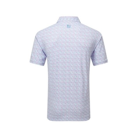 FootJoy, koszulka golfowa polo Deco Diamond Print, (męska, biała we wzorki) L
