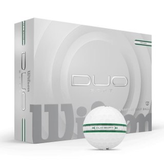 Wilson, Piłki golfowe Duo Soft, model 2025 (białe, 12 szt.) TRK360 z linią do puttowania zielono-srebrna