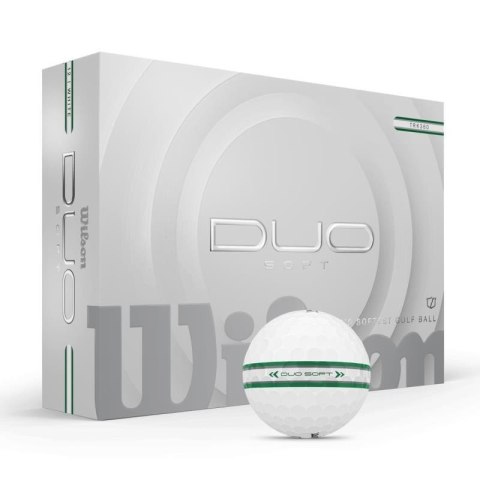 Wilson, Piłki golfowe Duo Soft, model 2025 (białe, 12 szt.) TRK360 z linią do puttowania zielono-srebrna Wilson, Piłki golfowe Duo Soft, model 2025 (białe, 12 szt.) TRK360 z linią do puttowania zielono-srebrna