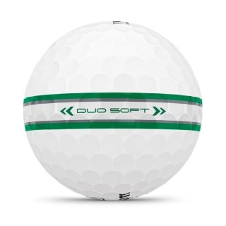 Wilson, Piłki golfowe Duo Soft, model 2025 (białe, 12 szt.) TRK360 z linią do puttowania zielono-srebrna