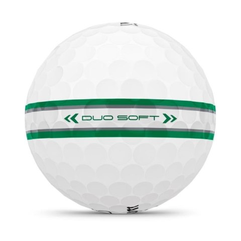 Wilson, Piłki golfowe Duo Soft, model 2025 (białe, 12 szt.) TRK360 z linią do puttowania zielono-srebrna Wilson, Piłki golfowe Duo Soft, model 2025 (białe, 12 szt.) TRK360 z linią do puttowania zielono-srebrna