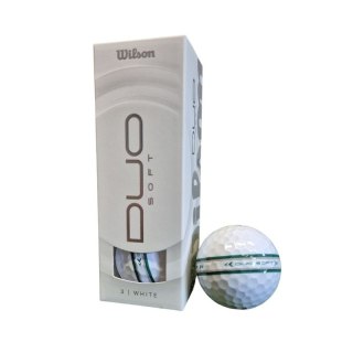 Wilson, Piłki golfowe Duo Soft, model 2025 (białe, 3 szt.) TRK360 z linią do puttowania zielono-srebrna