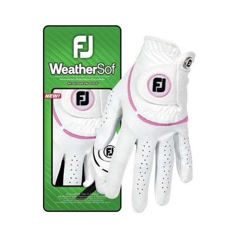 FOOTJOY, Rękawica golfowa WeatherSof, FJ (damska, biało-rozowa, rozm. M)