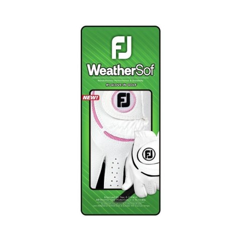 FOOTJOY, Rękawica golfowa WeatherSof, FJ (damska, biało-rozowa, rozm. M)