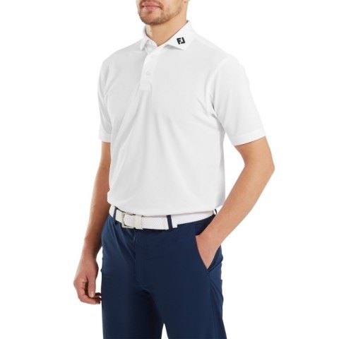 FootJoy, koszulka golfowa polo Stretch Pique Solid Athletic Fit, (męska, biała, rozm. XXL)
