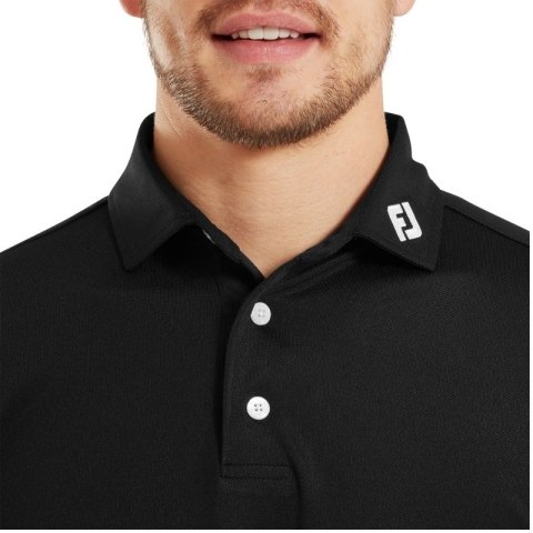FootJoy, koszulka golfowa polo Stretch Pique Solid Athletic Fit, (męska, czarna, rozm. M)