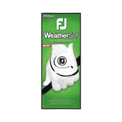 FootJoy, rękawica golfowa WeatherSof (2-pak), kolor biały, rozmiar M