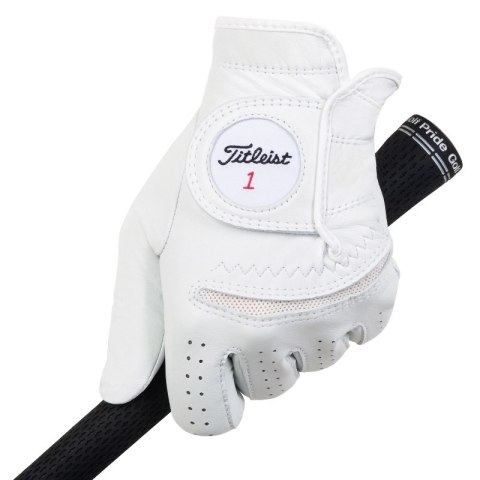 Titleist, rękawica golfowa Perma Soft Pearl (męska, cabretta, biała, gracz leworęczny, rozm. L)