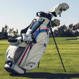 Callaway XR, zestaw kijów do golfa, 12 kijów z torbą standbag szaro-nieb-czerw, szafty grafitowe typ regular