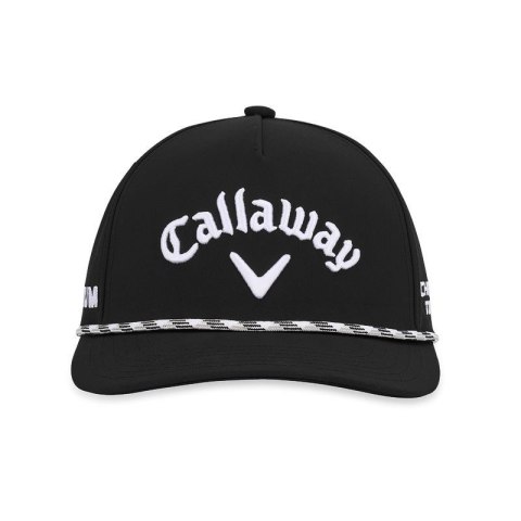 Callaway, czapka golfowa Tour Authentic Performance Rope, czarna, model 26, na bokach emblematy Quantum i Chrome Tour