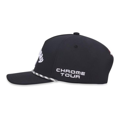 Callaway, czapka golfowa Tour Authentic Performance Rope, granatowa, model 26, na bokach emblematy Quantum i Chrome Tour