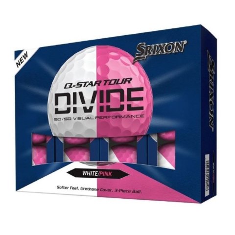 Srixon, piłki golfowe Q-STAR TOUR DIVIDE6, kolory biało-różowe, 12 szt