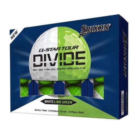 Srixon, piłki golfowe Q-STAR TOUR DIVIDE6, kolory biało-zielone, 12 szt