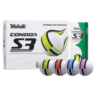Volvik, piłki golfowe CONDOR S3, z paskiem 360, typ stripe, 12 szt.