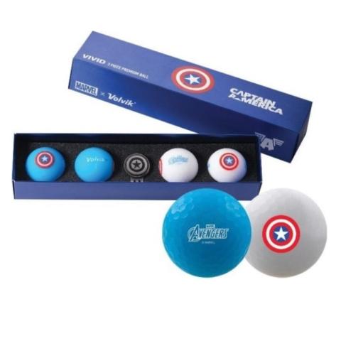 VOLVIK, piłki golfowe, zestaw prezentowy MARVEL Capitan America, Pack