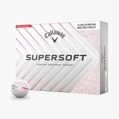 Callaway, piłki golfowe SUPERSOFT Splatter 360, model 2025 (biało-czerwone, 12 szt)