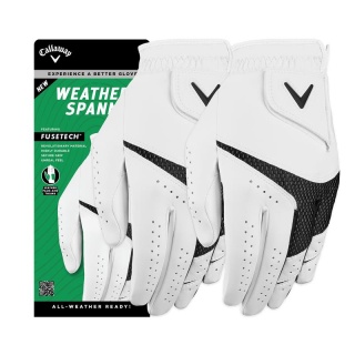 Callaway, rękawice golfowe Weather Spann MLH, mod.23 (2-pak, sztuczna skóra, biała, rozm. S)