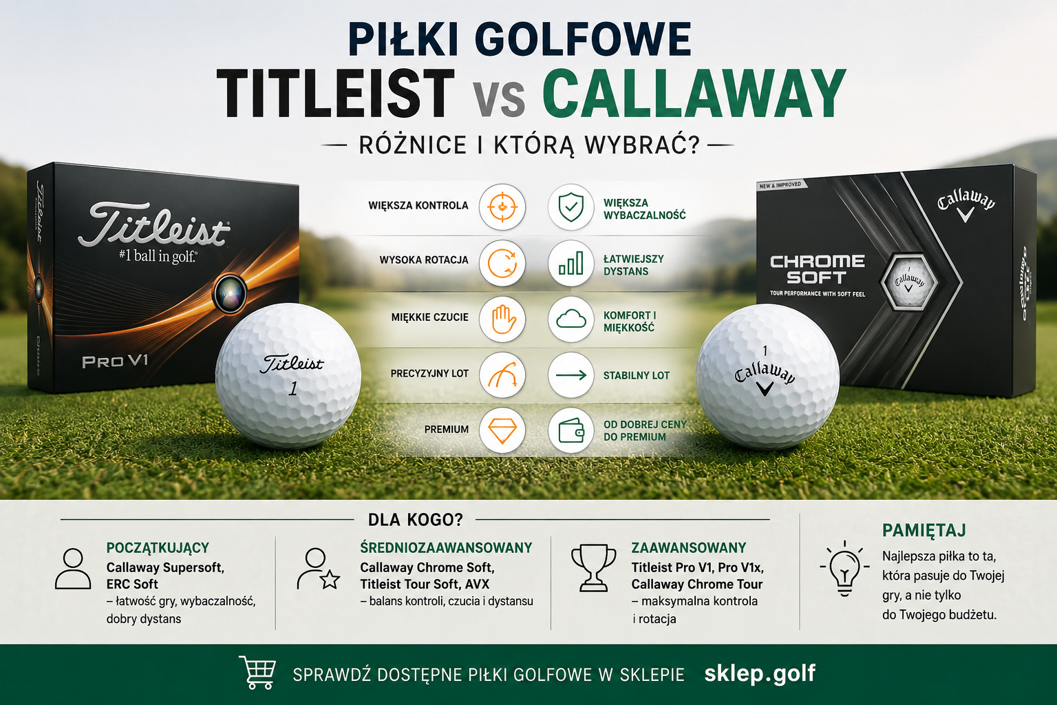 Porównanie piłek golfowych Titleist vs Callaway - różnice i którą wybrać?